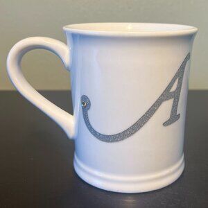 I. Godinger & Co. Glittery Silver Letter A Initial Monogram Mug  w/ Rhinestone